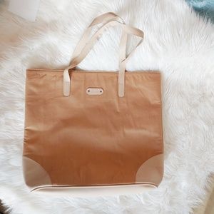 2/$25 October Jaipur tan canvas/vegan leather tote